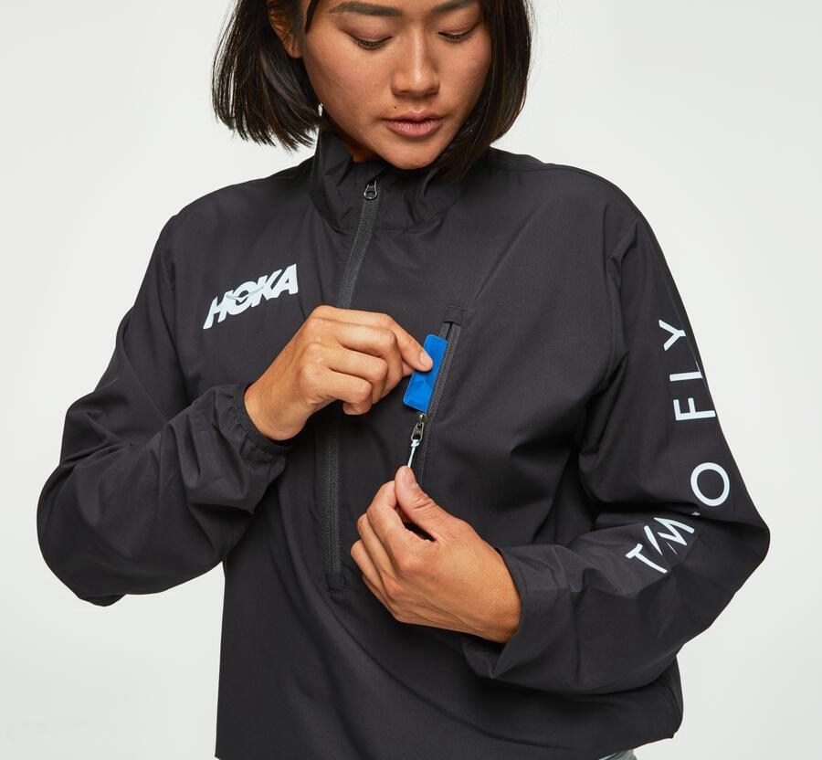 Hoka One One Wind-Resistant - Women Jackets - Black,Australia NDK-085461